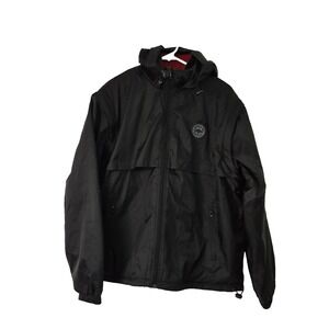 Alaska Jacket Mens L Black‎ Hood Reversible Fleece Lined Full Zip Outdoor Hiking